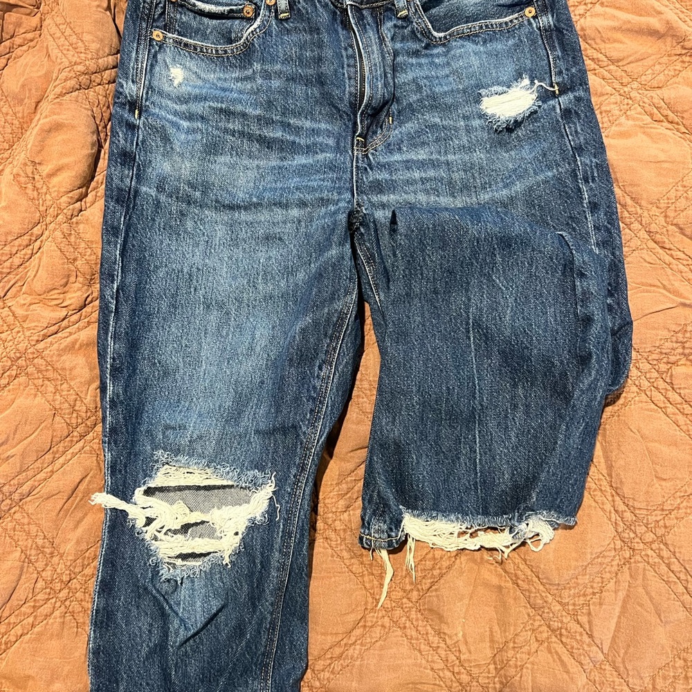 American Eagle Outfitters Distressed Dark Blue Boyfriend Jeans